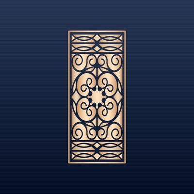 invitations with laser cut - Gold islamic ornament patterns collection - Laser cut square ornamental panels set. cabinet fretwork screen- metal design- wood carving- Vector decorative die cut