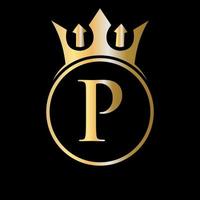 Luxury Letter P Crown Logo. Crown Logo for Beauty, Fashion, Star, Elegant Sign vector