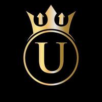 Luxury Letter U Crown Logo. Crown Logo for Beauty, Fashion, Star, Elegant Sign vector