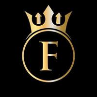 logotipo de la corona de la letra f de lujo. logotipo de la corona para la belleza, la moda, la estrella, el signo elegante vector