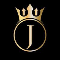 Luxury Letter J Crown Logo. Crown Logo for Beauty, Fashion, Star, Elegant Sign vector