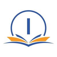 Letter I Education Logo Book Concept. Training Career Sign, University, Academy Graduation Logo Template Design vector