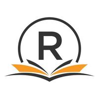 Letter R Education Logo Book Concept. Training Career Sign, University, Academy Graduation Logo Template Design vector