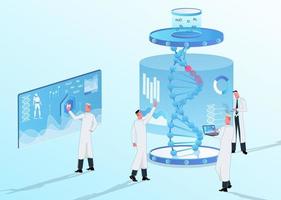 los científicos realizan análisis genéticos de ADN en el laboratorio. en torno a gráficos y tecnología innovadores vector