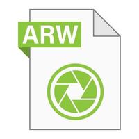 diseño plano moderno de icono de archivo arw para web vector