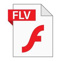 diseño plano moderno del icono de archivo flv para web vector