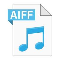 diseño plano moderno del icono de archivo aiff para web vector