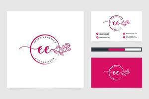 Initial EE Feminine logo collections and business card templat Premium Vector