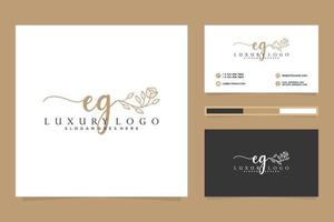 Initial EG Feminine logo collections and business card templat Premium Vector