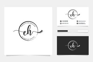 Initial EH Feminine logo collections and business card templat Premium Vector