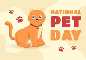 National Pet Day on April 11 Illustration with Cute Pets of Cats and Dogs for Web Banner or Landing Page in Flat Cartoon Hand Drawn Templates vector