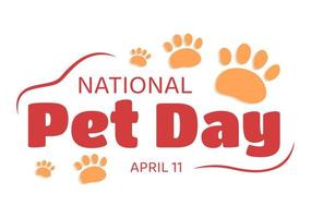 National Pet Day on April 11 Illustration with Cute Pets of Cats and Dogs for Web Banner or Landing Page in Flat Cartoon Hand Drawn Templates vector