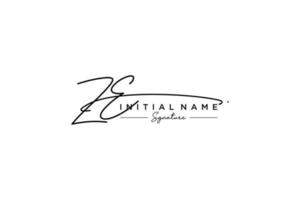 vector de plantilla de logotipo de firma ze inicial. ilustración de vector de letras de caligrafía dibujada a mano.