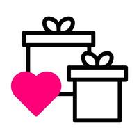 icono de regalo duotono negro rosa estilo san valentín ilustración vector elemento y símbolo perfecto.