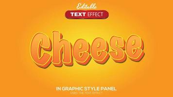 Tema de queso con efecto de texto editable en 3d vector