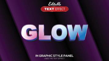 3D editable text effect glow theme vector