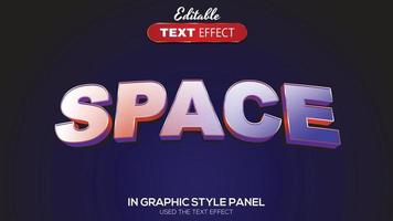 Tema de espacio de efecto de texto editable 3d vector