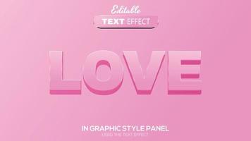3D editable text effect love theme vector