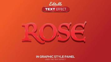 Tema de rosa de efecto de texto editable 3d vector