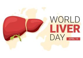 ilustración del día mundial del hígado el 19 de abril para crear conciencia mundial sobre la hepatitis en dibujos animados planos dibujados a mano para banner web o plantillas de página de destino vector