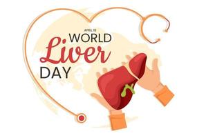 World Liver day on April 19th Illustration to Raise Global Awareness of Hepatitis in Flat Cartoon Hand Drawn for Web Banner or Landing Page Templates vector