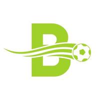 Soccer Football Logo On Letter B Sign. Soccer Club Emblem Concept Of Football Team Icon vector