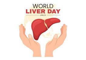 World Liver day on April 19th Illustration to Raise Global Awareness of Hepatitis in Flat Cartoon Hand Drawn for Web Banner or Landing Page Templates vector