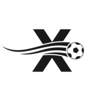 logotipo de fútbol en el signo de la letra x. emblema del club de fútbol concepto de icono del equipo de fútbol vector