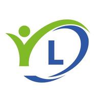 Initial Letter L Logo, Medical Design with Human Symbol vector