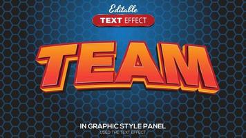 3D editable text effect team theme vector