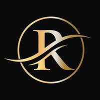 Letter R Logo Design for business and company identity with luxury concept vector