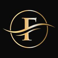 Letter F Logo Design for business and company identity with luxury concept vector