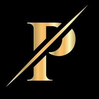 diseño inicial del logotipo de la letra p del monograma para la belleza, el signo real, el lujo y la moda, la plantilla vectorial de la empresa de spa vector