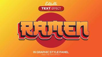 3D editable text effect ramen theme vector