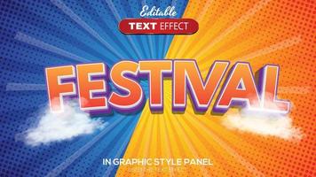 3D editable text effect festival theme vector