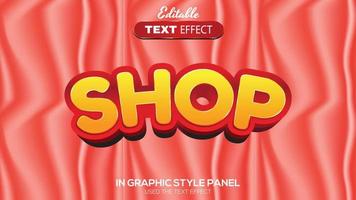 3D editable text effect shop theme vector