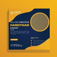 Creative and colorful Handyman services social media banner design Template vector