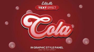 Tema de cola de efecto de texto editable 3d vector