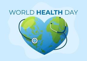 World Health Day on April 7th Illustration with Earth and HealthCare for Web Banner or Landing Page in Flat Cartoon Hand Drawn Templates vector