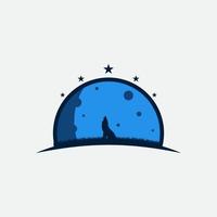 Moon and wolf logo template, easy to create and suitable for companies in vector eps format