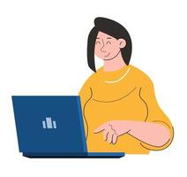 character people using laptop vector illustration