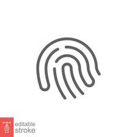 Fingerprint line icon. Simple outline style. Finger print, unique thumbprint, thumb scan id access, technology concept. Vector illustration isolated on white background. Editable stroke EPS 10.