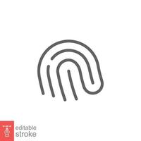 Fingerprint line icon. Simple outline style. Finger print, unique thumbprint, thumb scan id access, technology concept. Vector illustration isolated on white background. Editable stroke EPS 10.