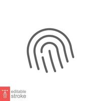 Fingerprint line icon. Simple outline style. Finger print, unique thumbprint, thumb scan id access, technology concept. Vector illustration isolated on white background. Editable stroke EPS 10.