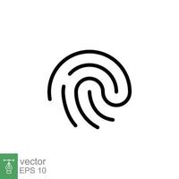 Fingerprint line icon. Simple outline style. Finger print, unique thumbprint, thumb identity, scan id access, technology concept. Vector illustration design isolated on white background. EPS 10.