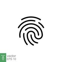 Fingerprint line icon. Simple outline style. Finger print, unique thumbprint, thumb identity, scan id access, technology concept. Vector illustration design isolated on white background. EPS 10.