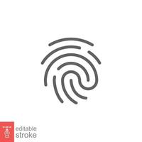 Fingerprint line icon. Simple outline style. Finger print, unique thumbprint, thumb scan id access, technology concept. Vector illustration isolated on white background. Editable stroke EPS 10.