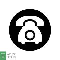 Vintage phone icon. Simple flat style. Old phone, retro, office hotline, dial, helpline, communication concept. Solid, glyph symbol. Vector illustration isolated on white background. EPS 10.