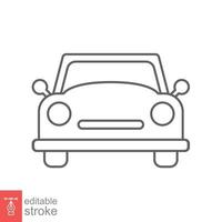 Vintage car front line icon. Simple outline style sign symbol. Auto, retro view, travel, machine, transport concept. Vector illustration isolated on white background. Editable stroke EPS 10.