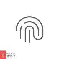 Fingerprint line icon. Simple outline style. Finger print, unique thumbprint, thumb scan id access, technology concept. Vector illustration isolated on white background. Editable stroke EPS 10.